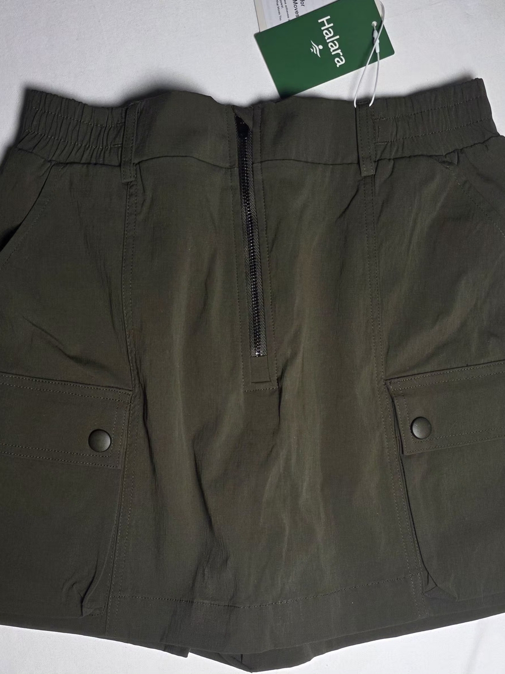 Halara Olive Green Utility Skort with Front Zip